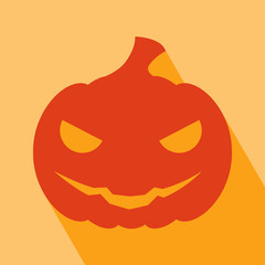 Pumpkin Icon. Halloween Icon. Pumpkin Icon with Long Shadow.