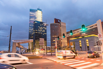 City night traffic on Erasmus Bridge, Rotterdam