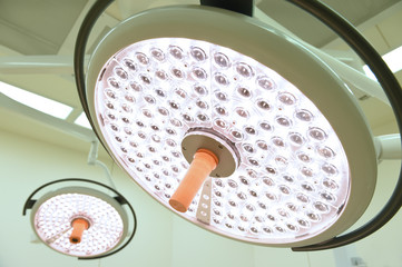 Two surgical lamps in operation room. 