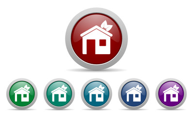 house vector icons set