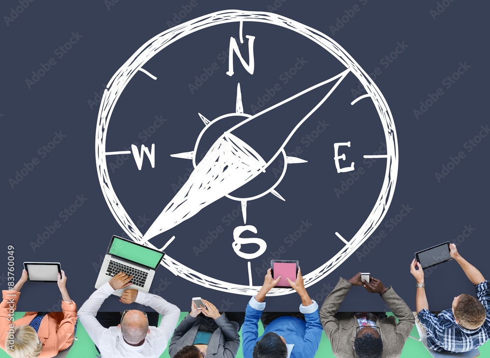 Poster conpass longtitude latitude navigation adventure concept