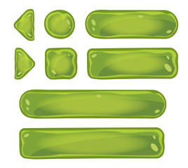 Set of glass green buttons for game interfaces