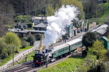Steam train at Corfe Castle Station
