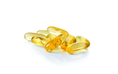 Fish oil capsule isolated on a white background