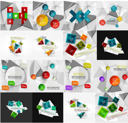 Set of light, paper design option infographic banner templates