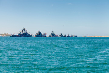 SEVASTOPOL, CRIMEA - MAY 9: Parade of warships