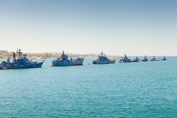 SEVASTOPOL, CRIMEA - MAY 9: Parade of warships