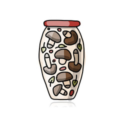 Bank of pickled mashrooms, sketch for your design