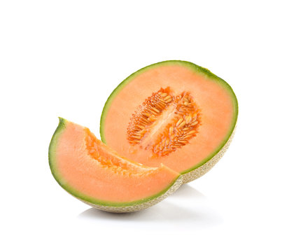 Ripe cantaloupe melon isolated  on white background