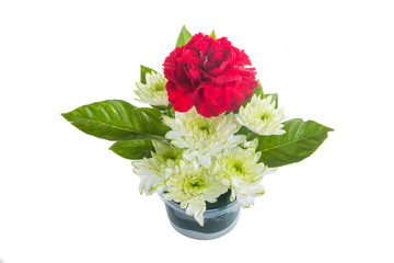 Bouquet of red carnations and chrysanthemum Flower
