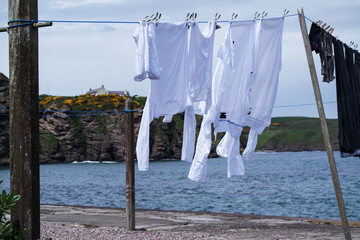 Drying clothes at the ocean
