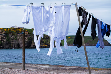 Drying clothes at the ocean