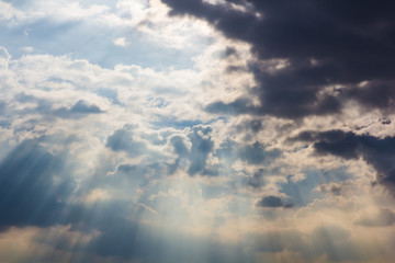 Sunray through haze on sky