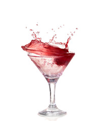 Wine collection - Splashing red wine in a glass. Isolated
