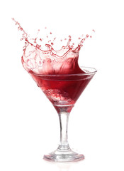 Wine collection - Splashing red wine in a glass. Isolated 