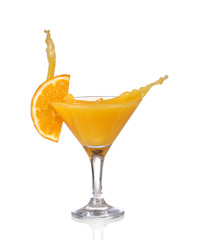 Orange cocktail with splashes. Vector illustration
