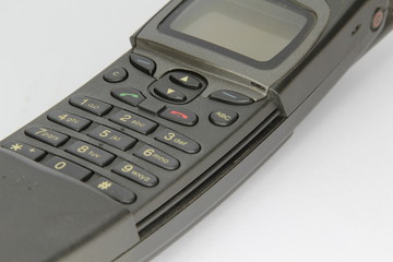 Closeup of mobile phone keypad isolated on white.