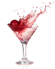 Wine collection - Splashing red wine in a glass. Isolated 