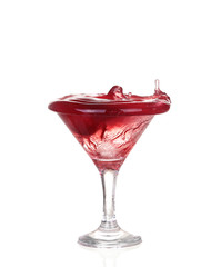Wine collection - Splashing red wine in a glass. Isolated 