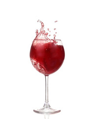 Wine collection - Splashing red wine in a glass. Isolated 