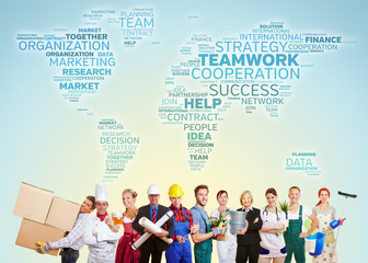 International Teamwork mit vielen Berufen