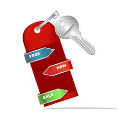 flat key with a stickers. New, free