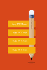 pencil with infographic stripes. Template with ribbon banner 