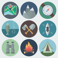 Camping Flat Icons Set