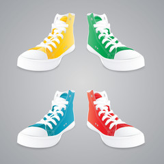 Colorful gumshoes. Concept vector illustration.