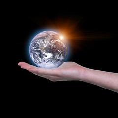 Earth in your hands, Saving Earth concept, Hands holding 