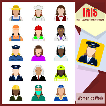 Iris Icons - Women at work. Colorful flat icons