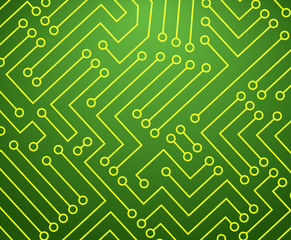 Green and Yellow Printed Circuit Board