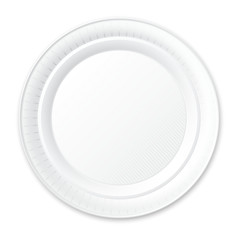 Disposable Plastic Plate. Isolated on White.