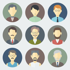 Male Faces Icons Set