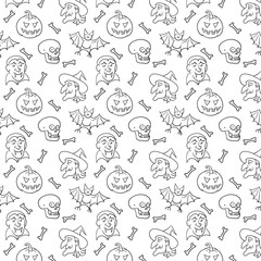 Black and White Textile Halloween Fun Pattern.