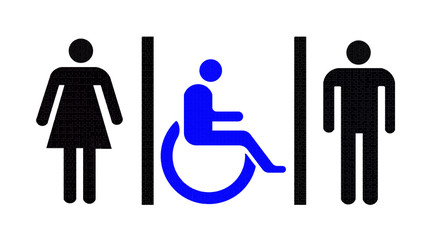 sign shows the way to the restroom