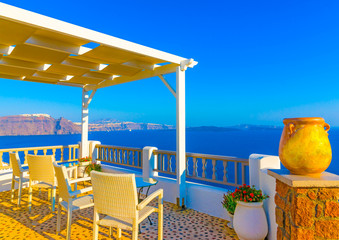 Fototapeta premium in Oia the most beautiful village of Santorini island in Greece