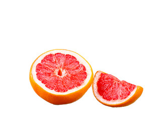Grapefruit with segments on a white background