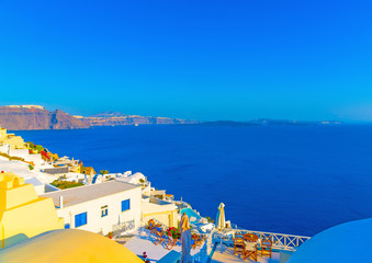 Obraz premium in Oia the most beautiful village of Santorini island in Greece