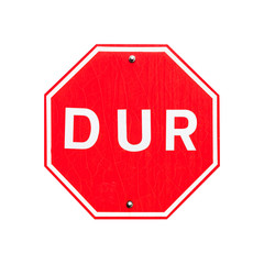 Turkish stop road sign isolated on white