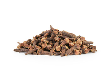 heap of dry cloves spice isolated on a white