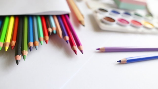 close-up colored pencils and watercolor