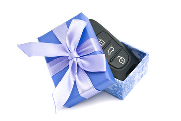 car keys in blue gift box