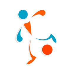 Vector illustration of soccer player kicking the ball.