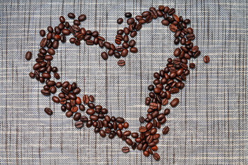 Heart from coffee beans.