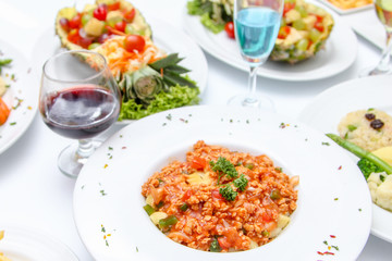 wine and many food