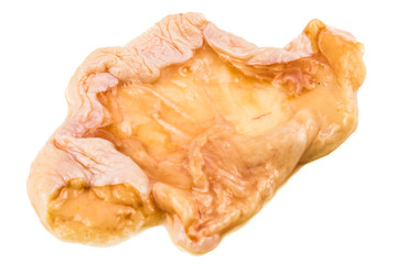 Oily undercoat layer of chicken skin removed from breast meat  