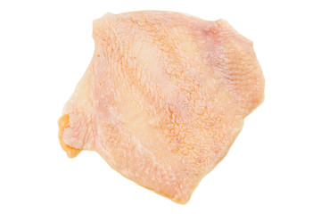 Saggy chicken skin removed from breast meat  