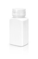 blank white supplement packaging bottle isolated on white backgr