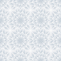 Seamless pattern with grey ornate flower chrysanthemum